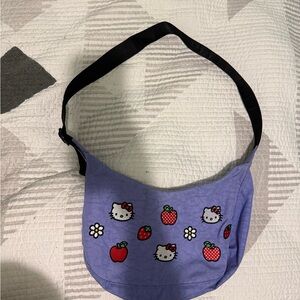 BAGGU Purple Medium Crescent Bag with Hello Kitty